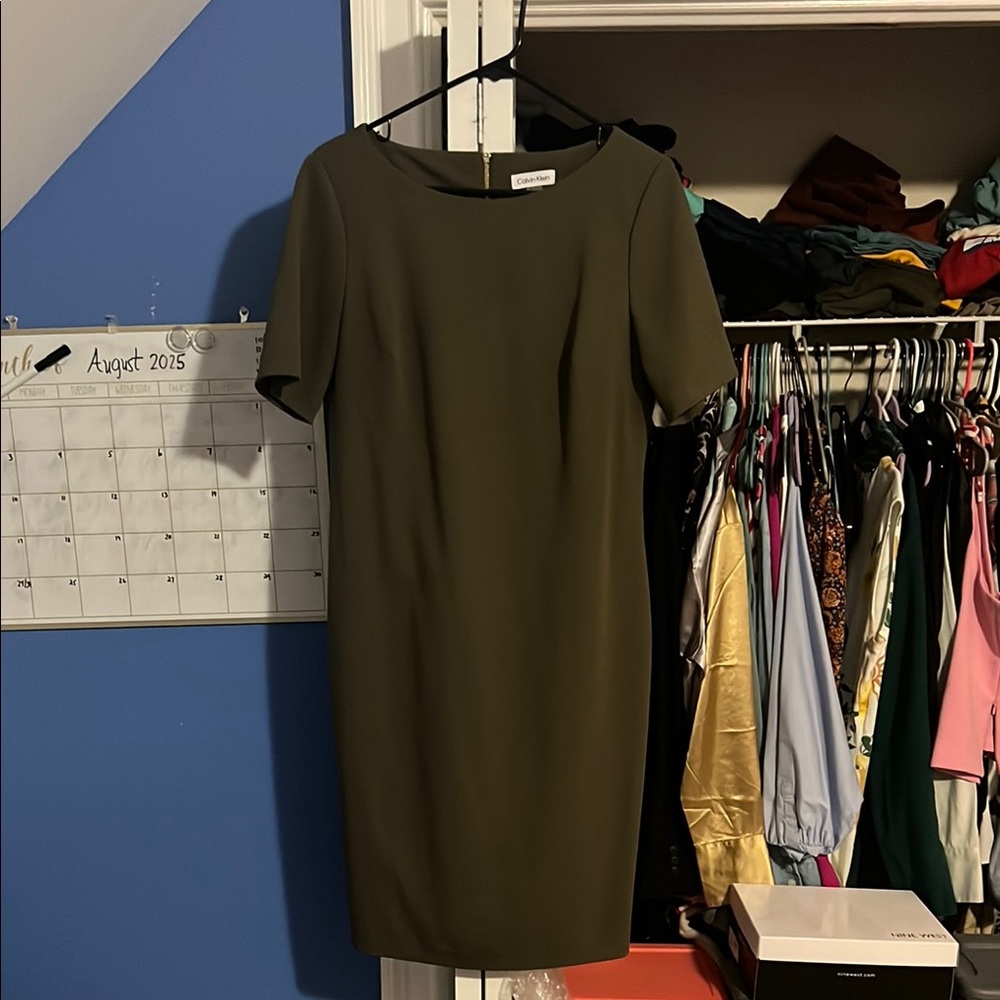 Calvin Klein Olive Midi Dress